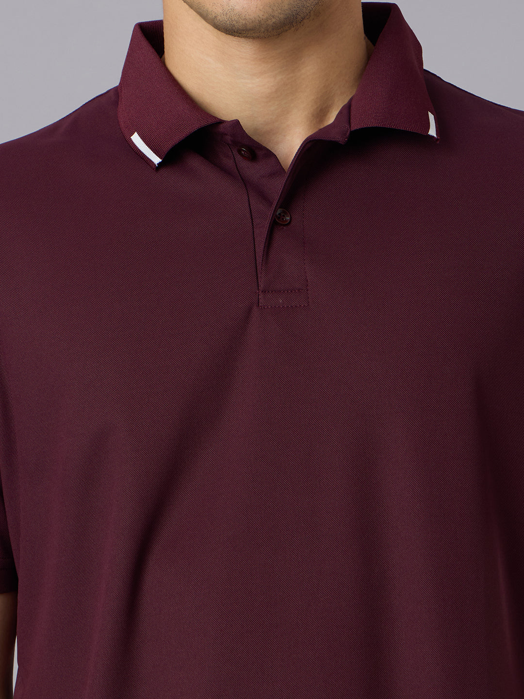 Matte Polo - Ultra Soft Solid Burgundy T-shirt with Tipping for Men