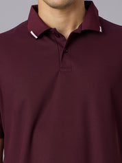 Matte Polo - Ultra Soft Solid Burgundy T-shirt with Tipping for Men
