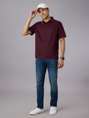 Matte Polo - Ultra Soft Solid Burgundy T-shirt with Tipping for Men