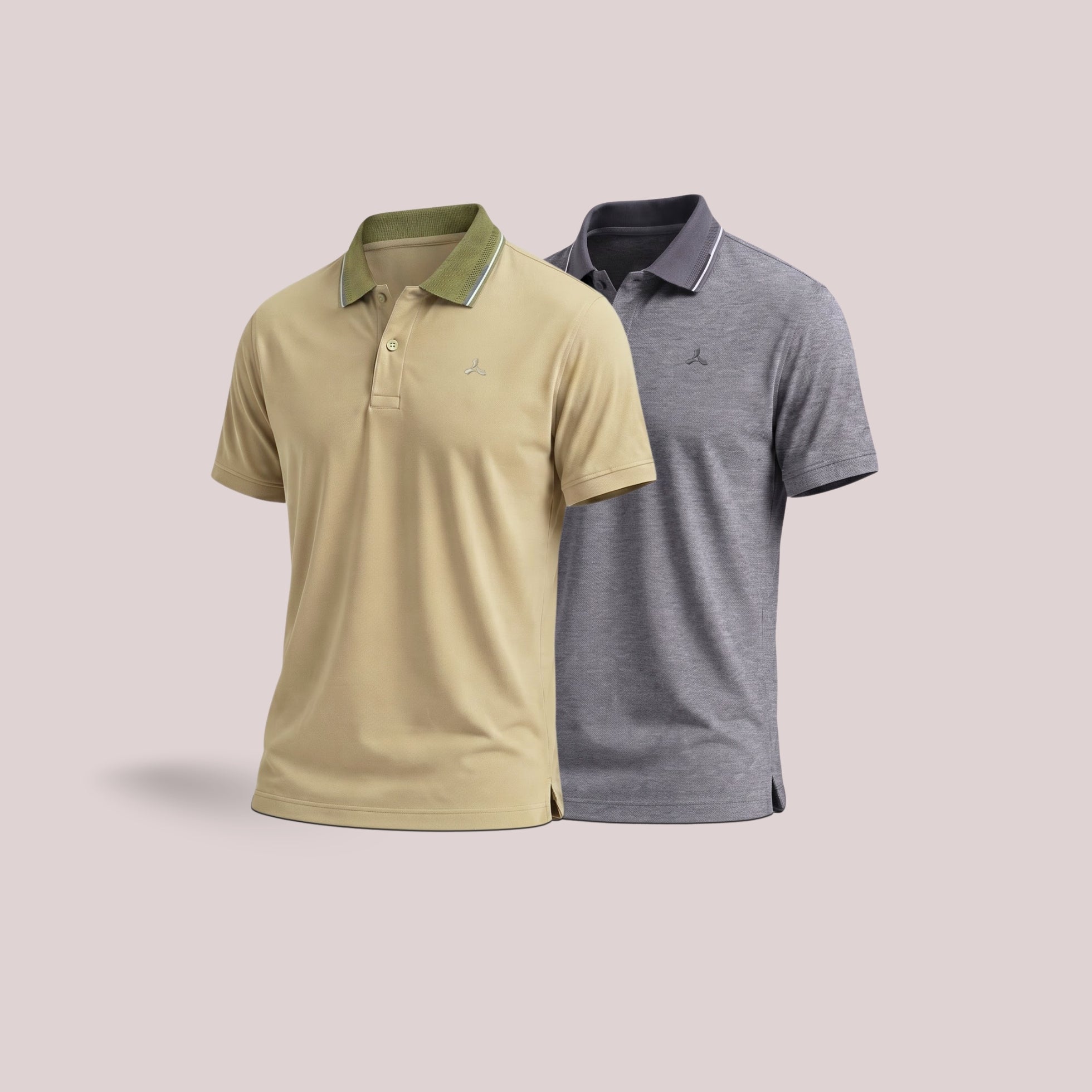 Men's Melange Polo T-Shirt Combo with Tipping Collar – Pista & Grey