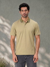 Men's Pista Melange Polo T Shirt with Contrast Collar