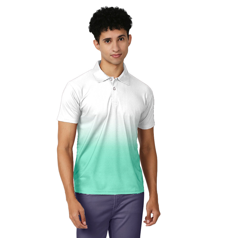 Polo T-shirt (Ombre) - White/ Green