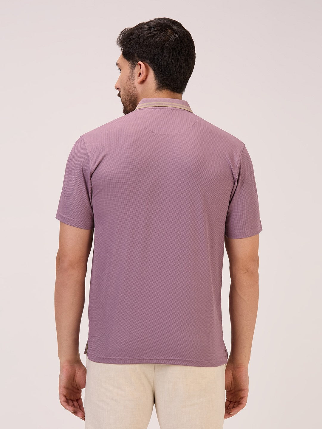 Golf Matte Self Checks Polo T-Shirt for Men in Light Wine