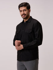 Men’s Shacket in Matte Check – Black