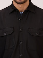 Men’s Shacket in Matte Check – Black