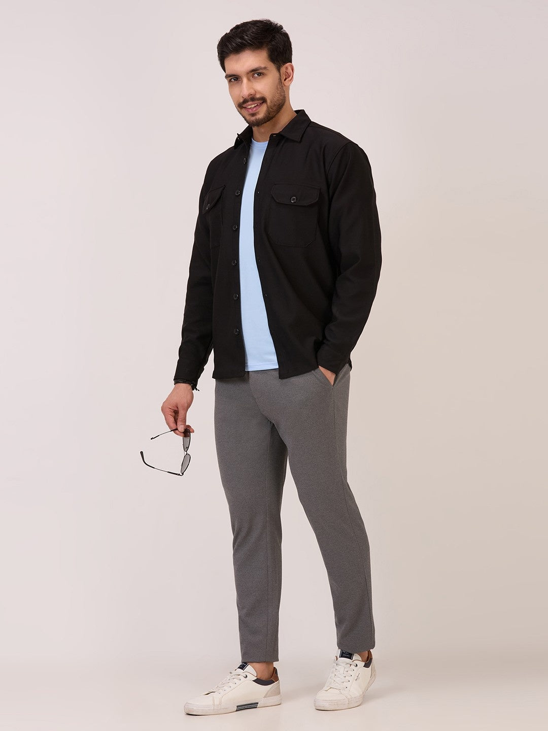 Men’s Shacket in Matte Check – Black