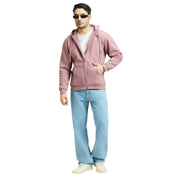 Classic Winter Zip-Up Hoodie for Men in Dusty Rose | UNIREC