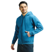 Classic Winter Zip-Up Hoodie for Men in Denim Blue | UNIREC