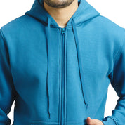 Classic Winter Zip-Up Hoodie for Men in Denim Blue | UNIREC