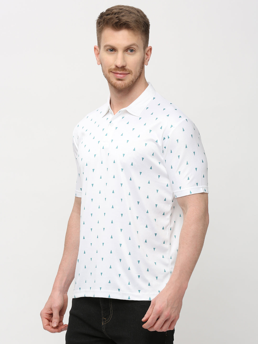 Polo T-shirt (Triangle Print) - White