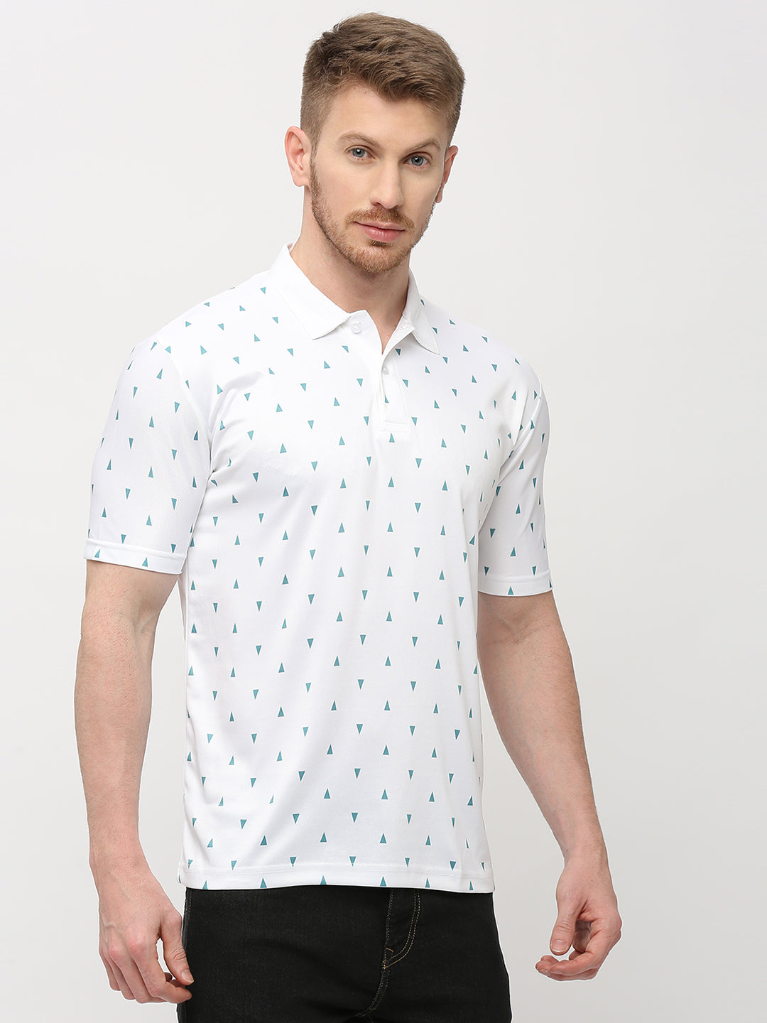 Polo T-shirt (Triangle Print) - White