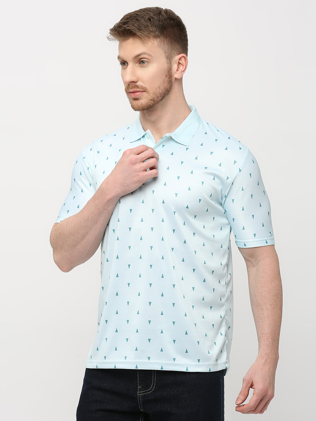 Polo T-shirt (Triangle Print) - Turq