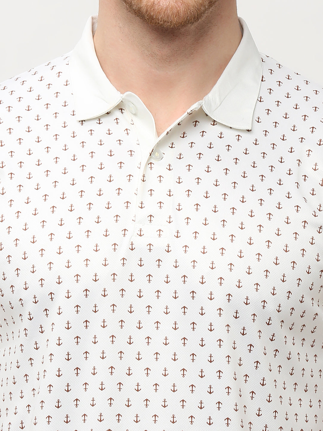 Polo T-shirt (Anchor Print) - Cream