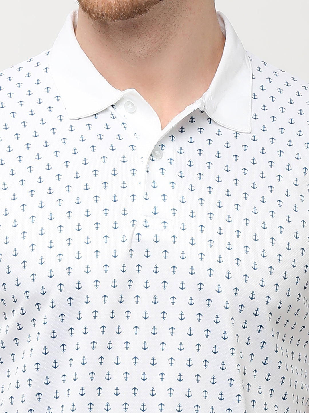 Polo T-shirt (Anchor Print) - White