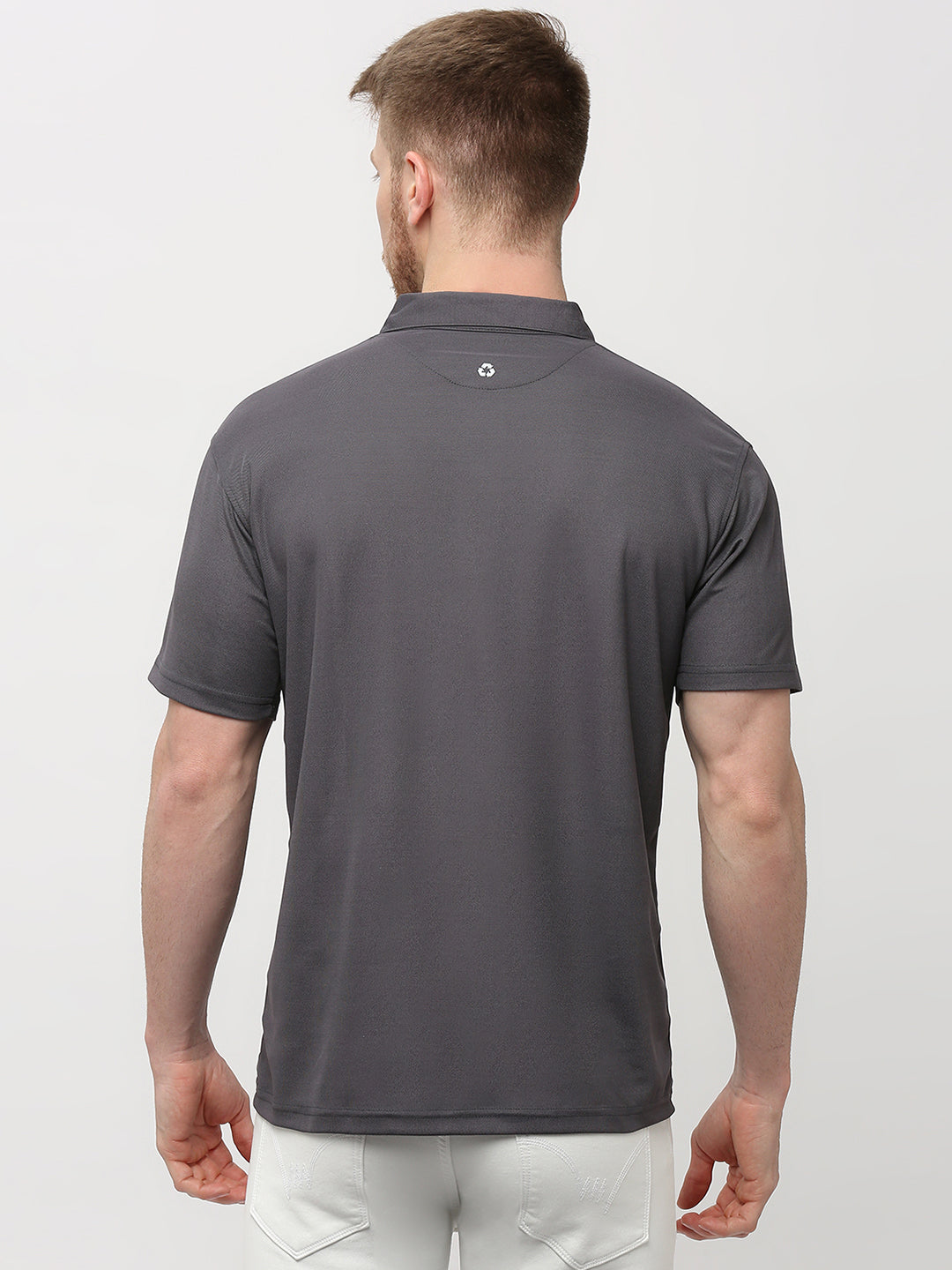 Men's Solid Matte Grey Polo T-Shirt