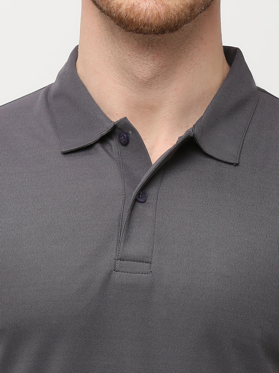 Men's Solid Matte Grey Polo T-Shirt