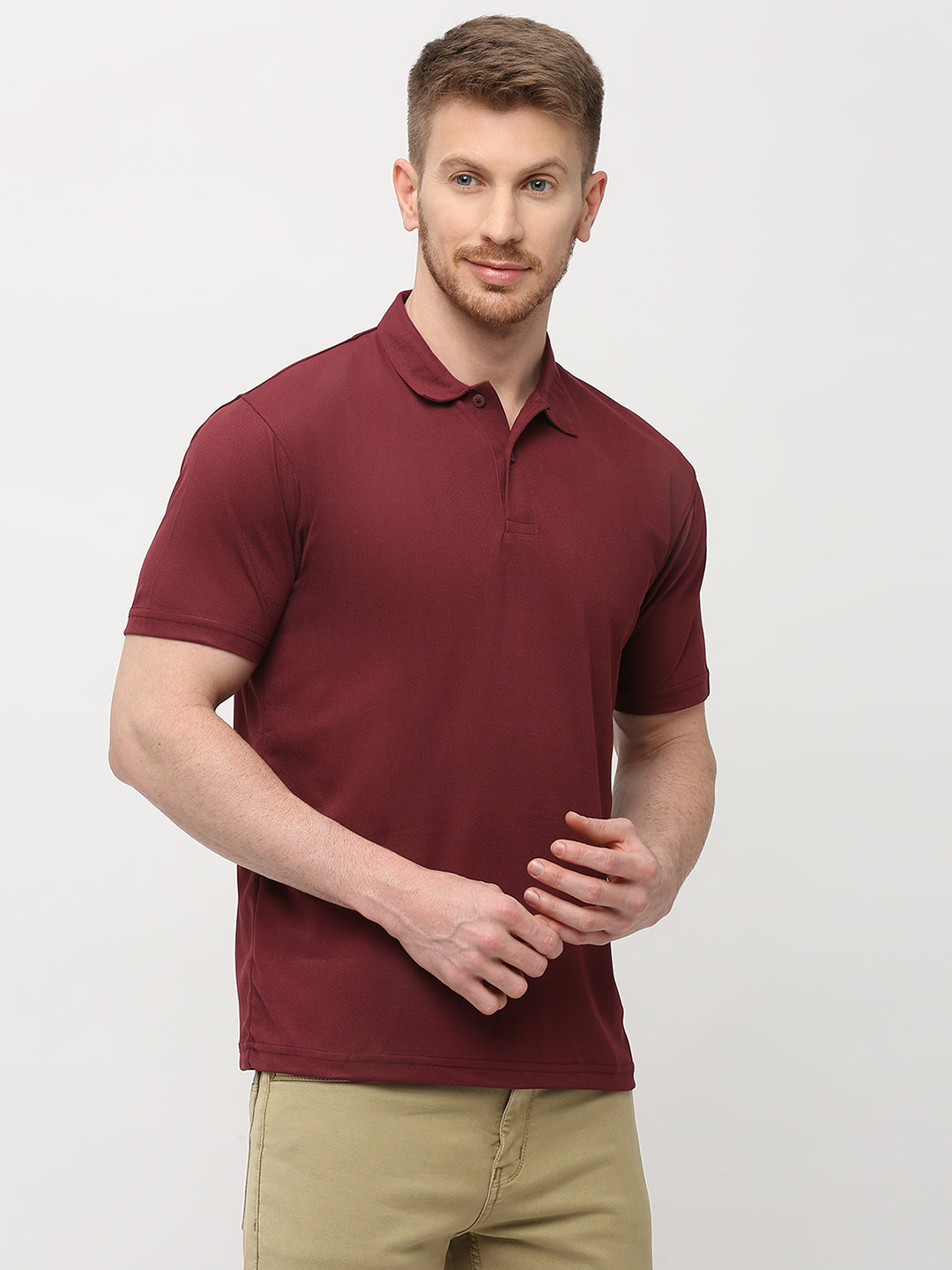 Men's Solid Matte Mahogony Polo T-shirt