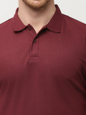 Men's Solid Matte Mahogony Polo T-shirt