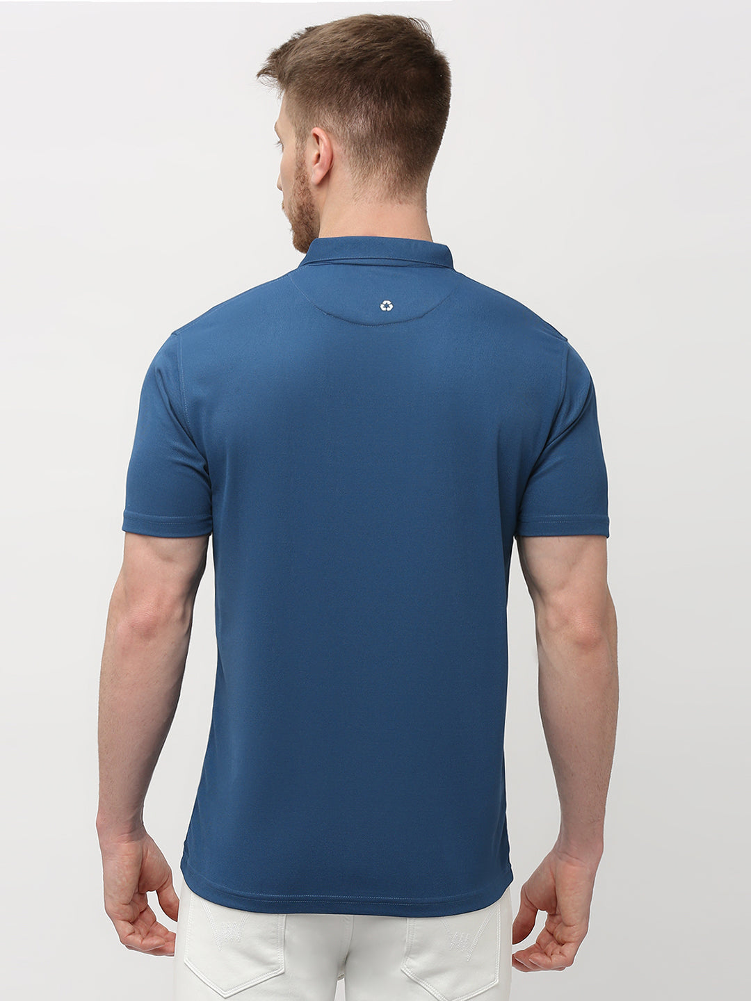 Men's Solid Matte Blue Polo T-shirt