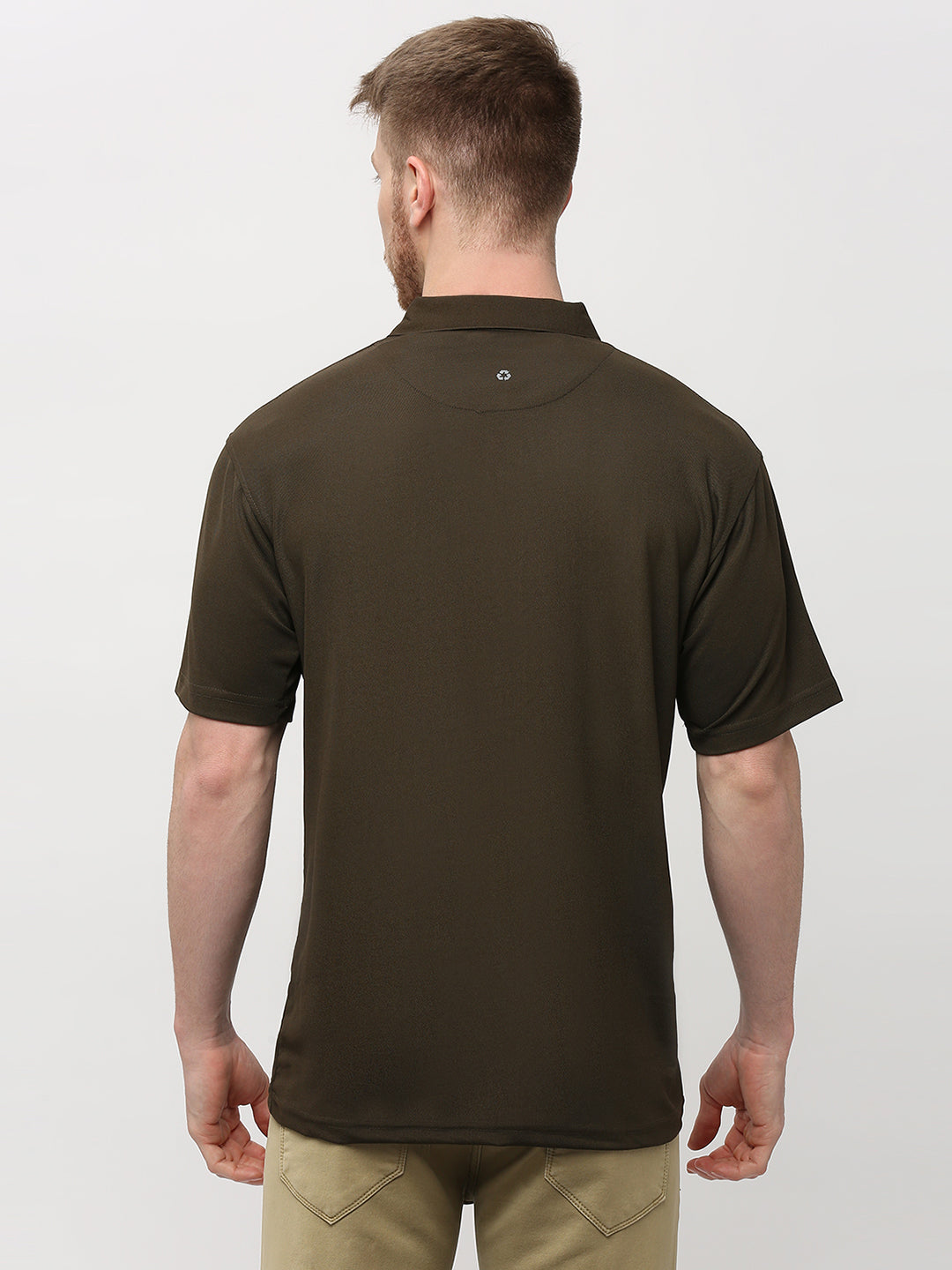 Men's Solid Matte Olive Green Polo T-shirt