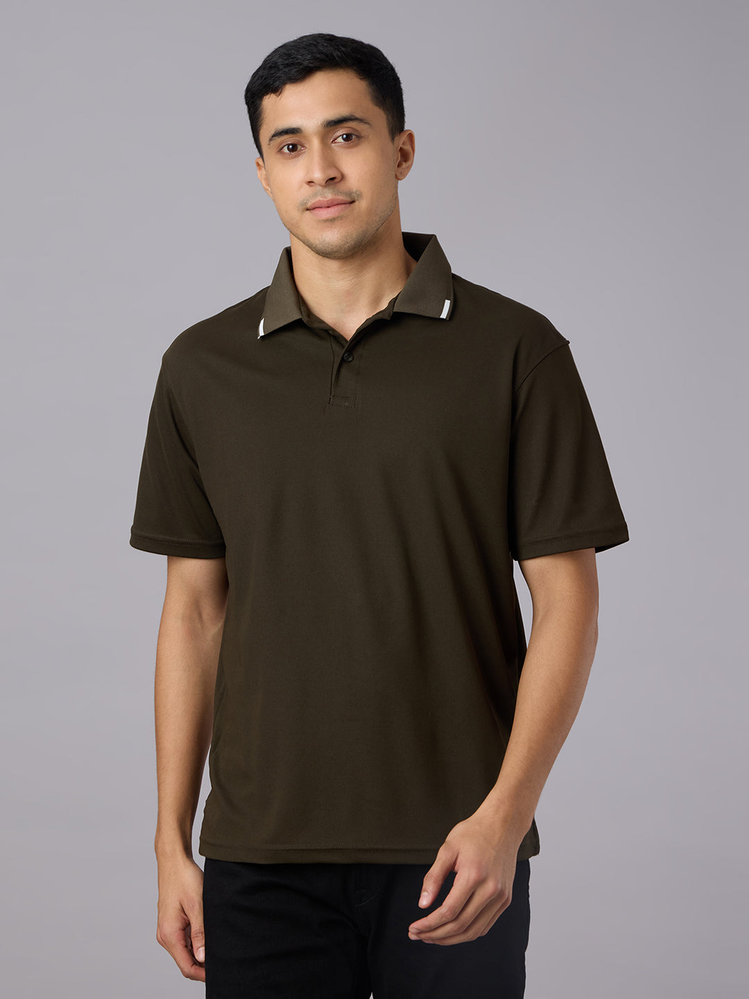 Matte Polo - Ultra Soft Solid Bottle Green T-shirt with Tipping for Men