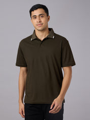 Matte Polo - Ultra Soft Solid Bottle Green T-shirt with Tipping for Men