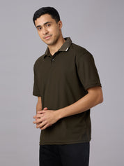 Matte Polo - Ultra Soft Solid Bottle Green T-shirt with Tipping for Men