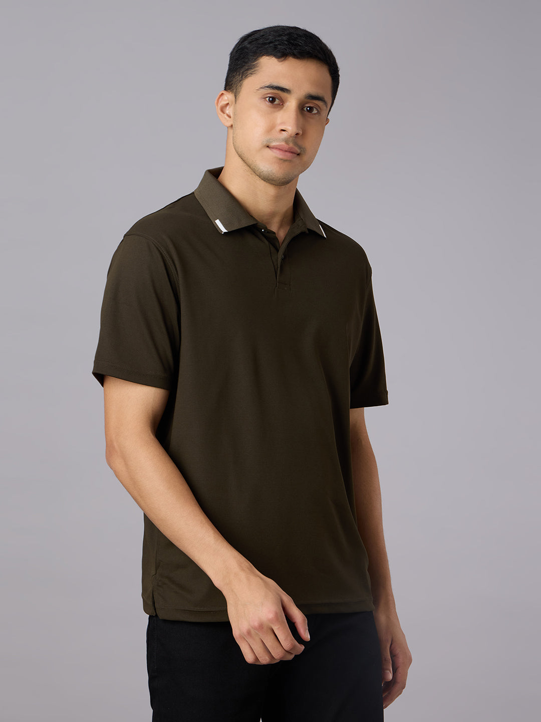 Matte Polo - Ultra Soft Solid Bottle Green T-shirt with Tipping for Men