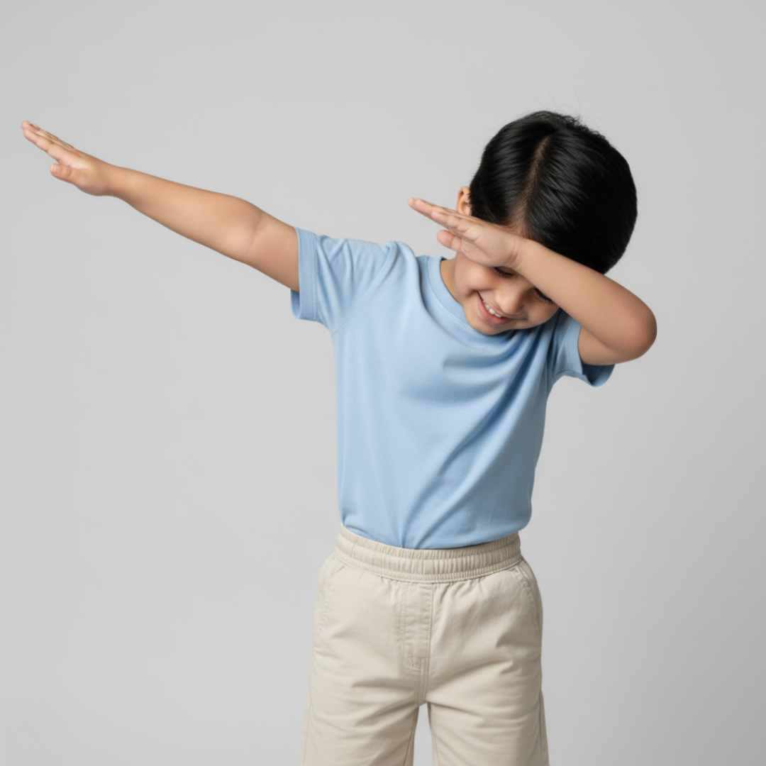 Feather Touch Round Neck Plain Sky Blue T-Shirt for Boys