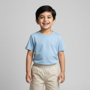 Feather Touch Round Neck Plain Sky Blue T-Shirt for Boys