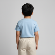 Feather Touch Round Neck Plain Sky Blue T-Shirt for Boys
