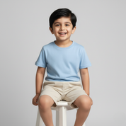 Feather Touch Round Neck Plain Sky Blue T-Shirt for Boys