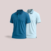 Men's Melange Polo T-Shirt Combo with Tipping Collar – Teal & Mint