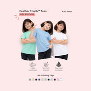 Feather Touch Girls Plain Round Neck T-Shirt – Mint, Sky Blue & White Combo