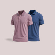 Men's Melange Polo T-Shirt Combo with Tipping Collar – Wine & Navy