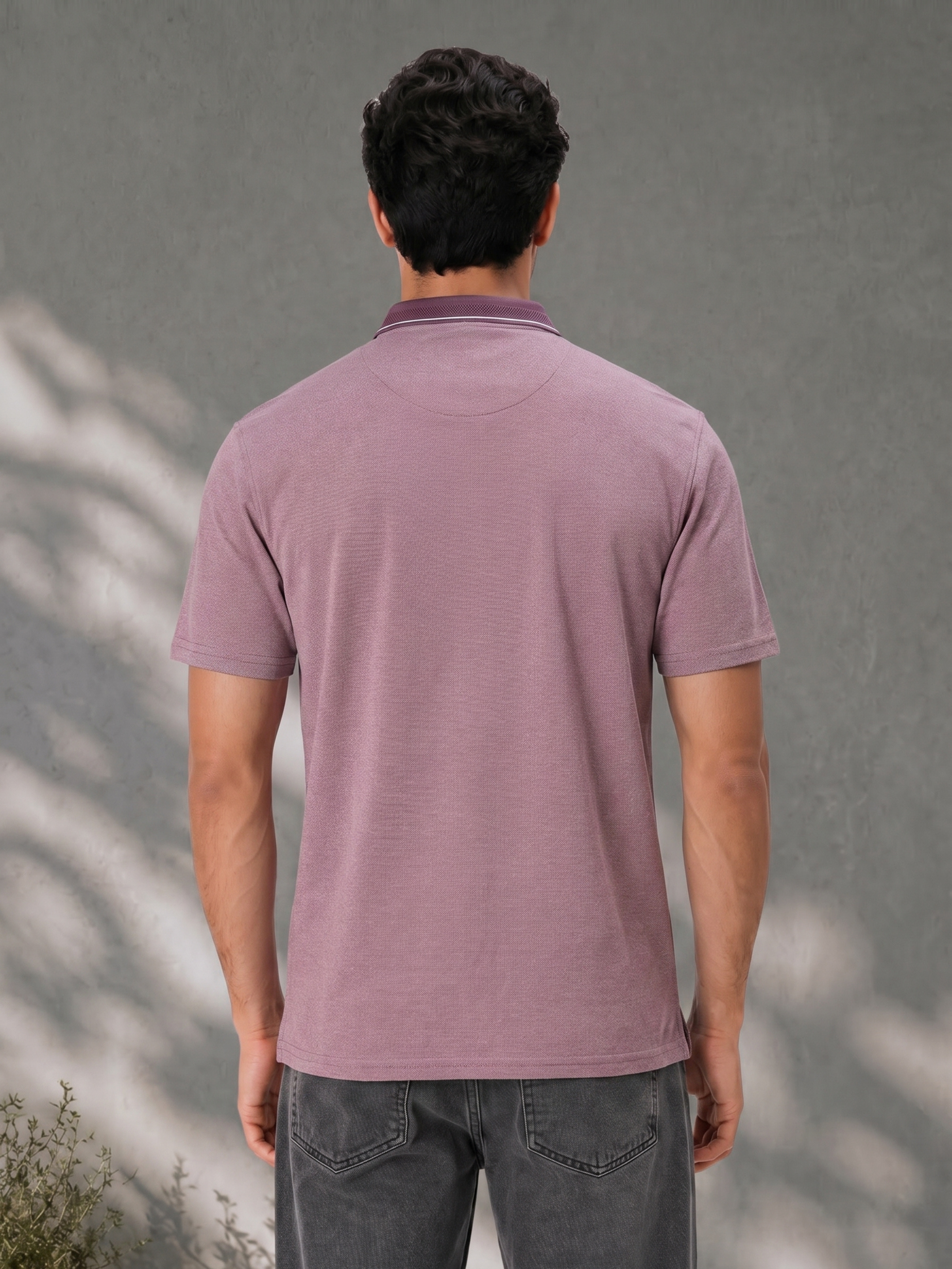 Wine Melange Polo T Shirt with Tipping Collar for Men