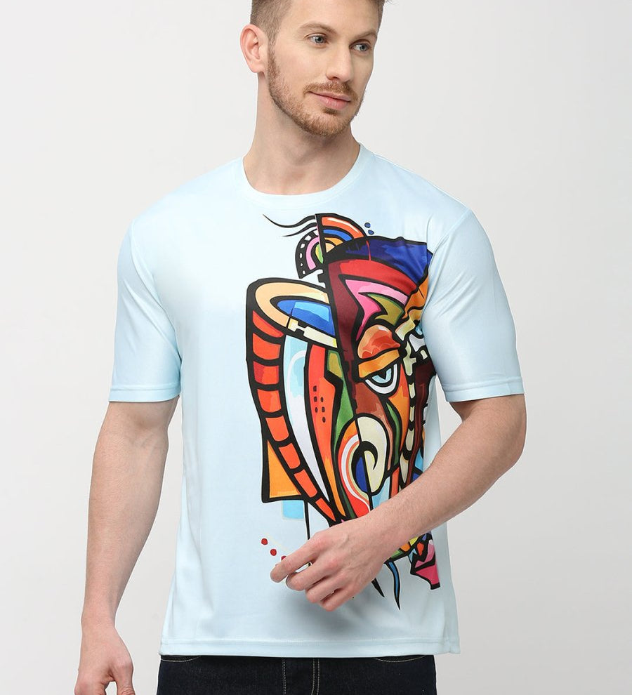 Men's Round White T-Shirt