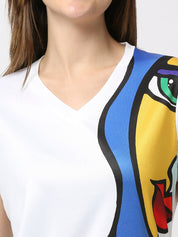 Abstract Graphic Printed Women's V-Neck T-Shirt