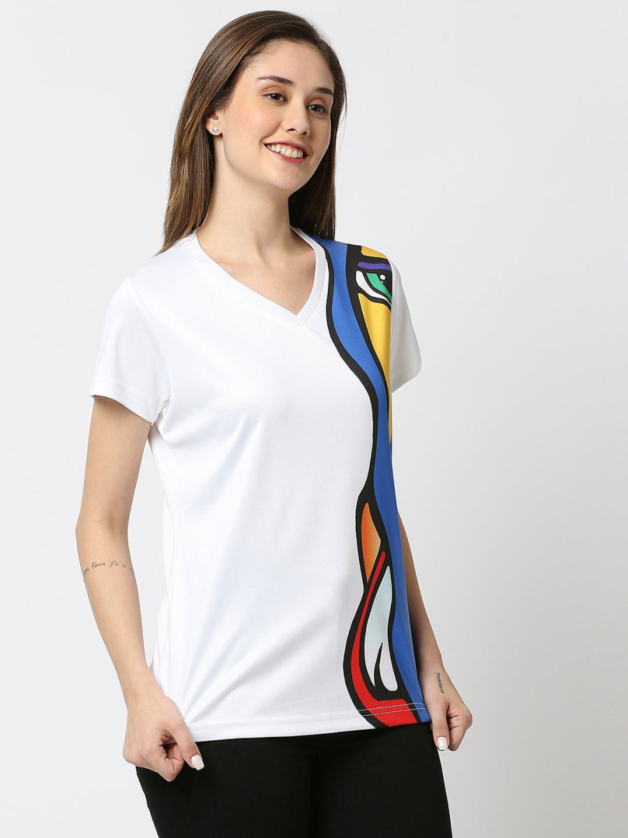 Abstract Graphic Printed Women's V-Neck T-Shirt