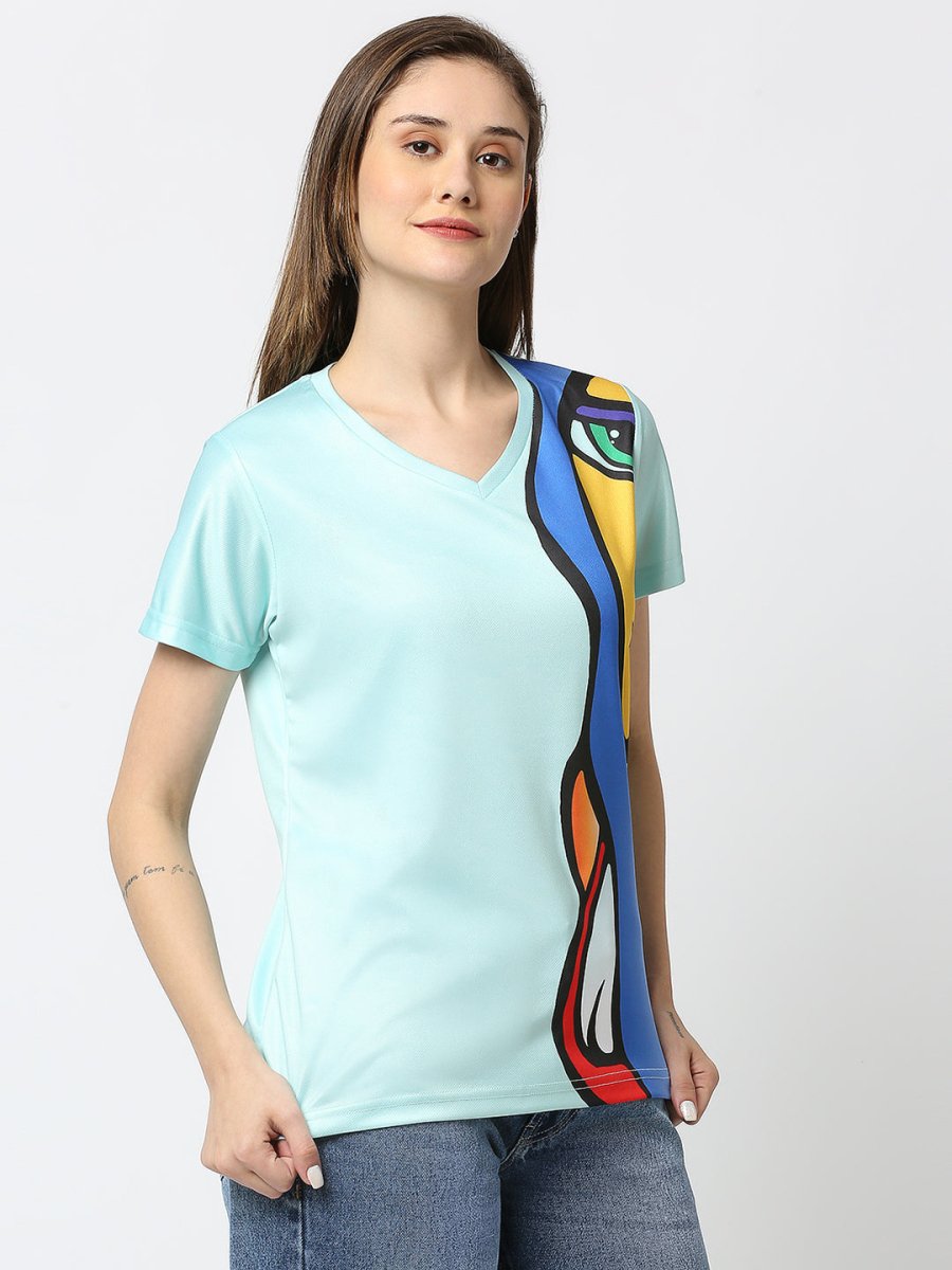 Abstract Graphic Printed Women's V-Neck T-Shirt