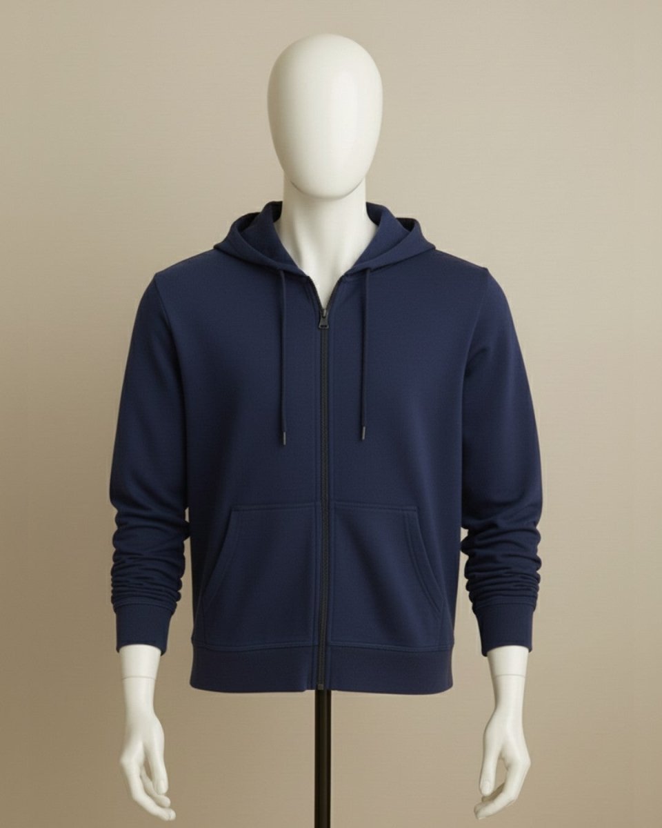 Classic Blue Zipper Hoodie – Stylish, Sustainable & Perfect for Every Season