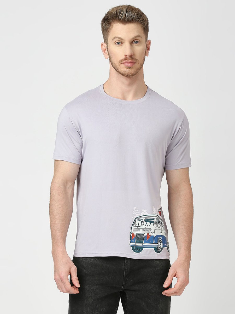 Archies Bus Print Purple T-shirt for Men and Women's