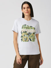 Archies Print White T-shirt for Women's