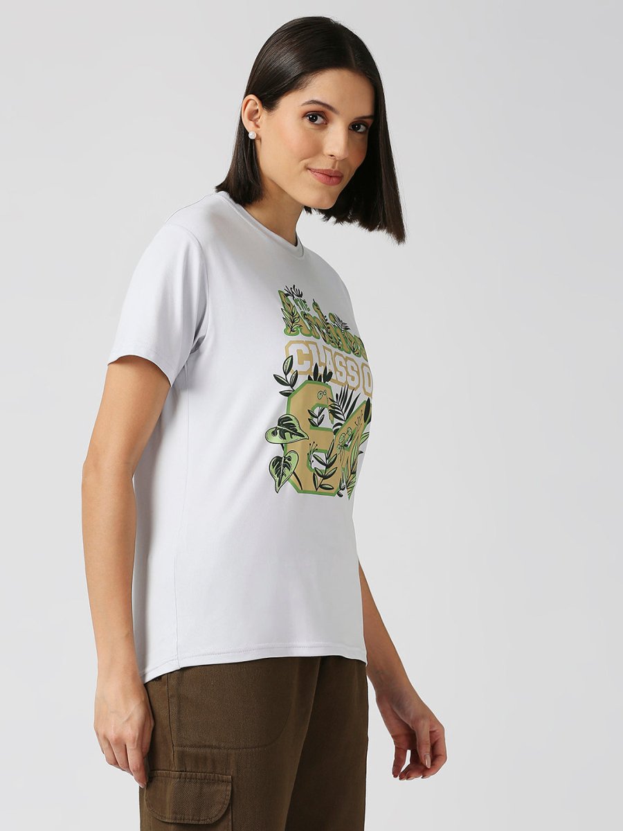 Archies Print White T-shirt for Women's