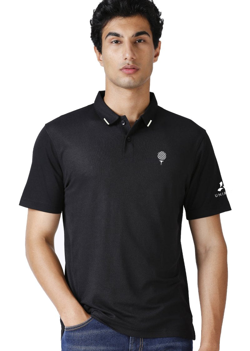 Golf matte polo t shirt black colour with tipping