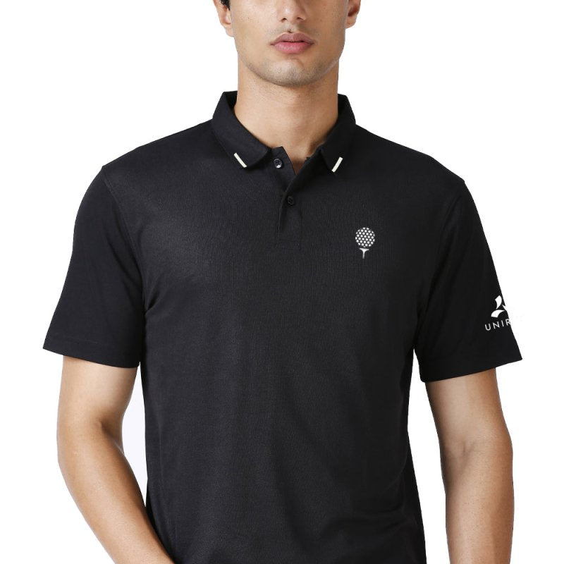 Golf matte polo t shirt black colour with tipping