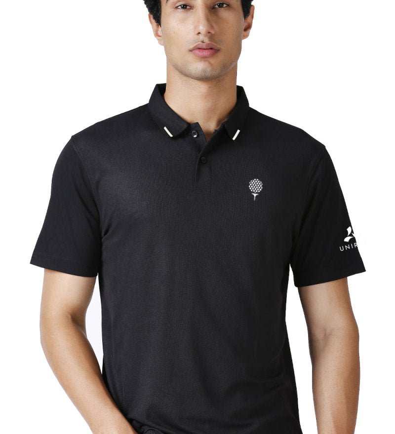 Golf matte polo t shirt black colour with tipping