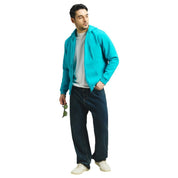 Classic Winter Zip-Up Hoodie for Men in Sea Green | UNIREC