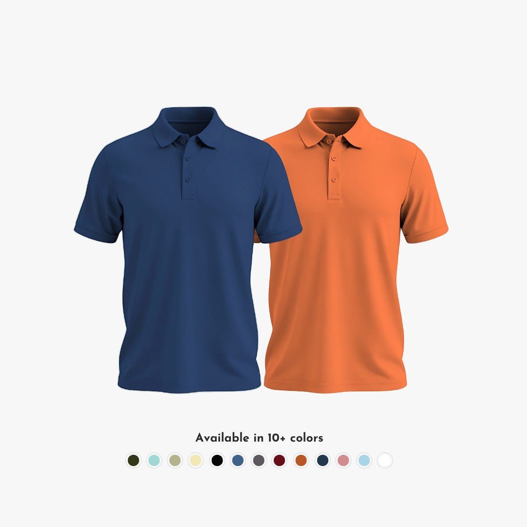 Men’s Matte Polo T-shirt set: Rama blue and wood orange