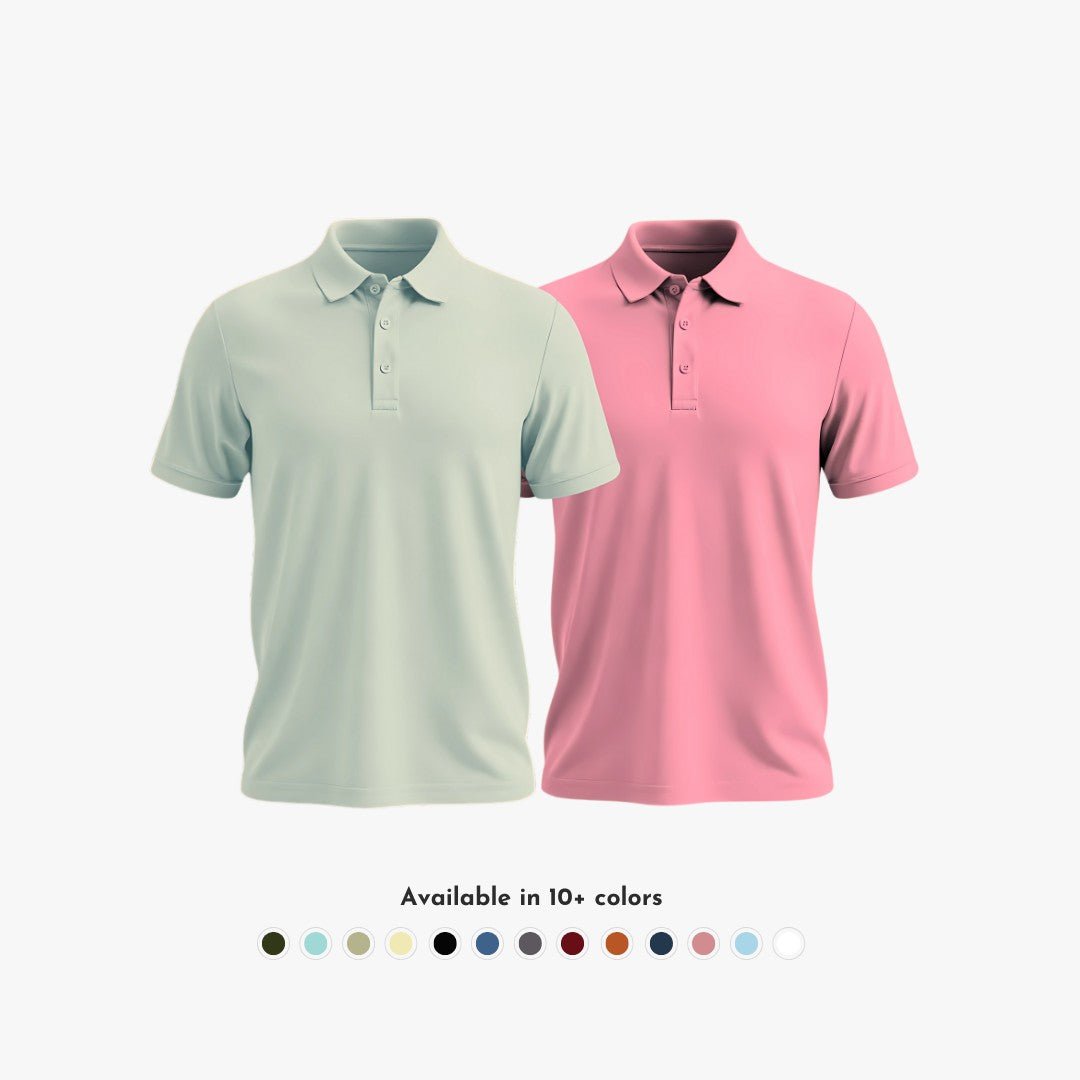 Matte Polo - Ultra Soft Combo Pack of 2 Men's Solid Rose & Aluminum T-shirts
